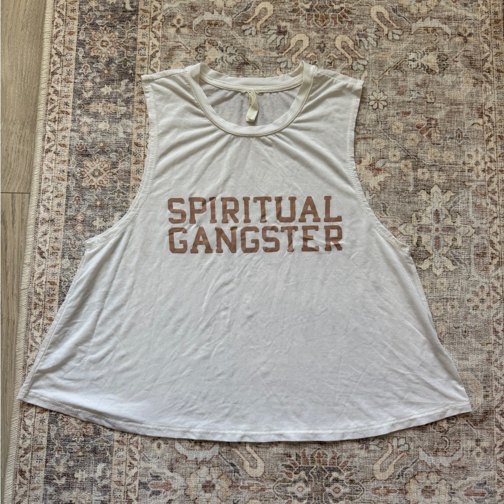 Spiritual Gangster White and Brown Muscle Tee